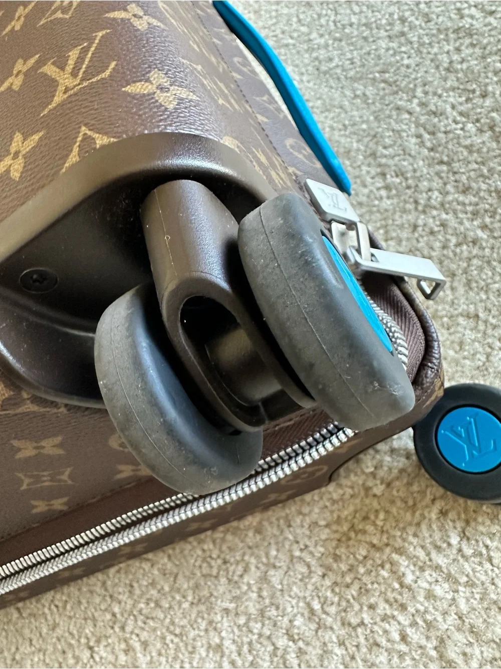 Louis Vuitton Monogram Carry-On with Turquoise Accents